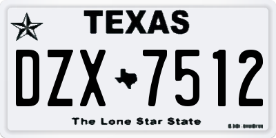 TX license plate DZX7512