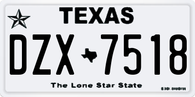 TX license plate DZX7518