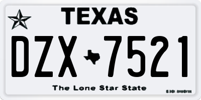 TX license plate DZX7521