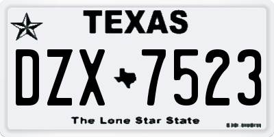 TX license plate DZX7523