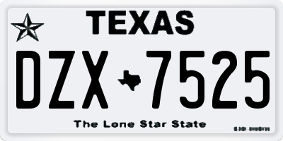 TX license plate DZX7525