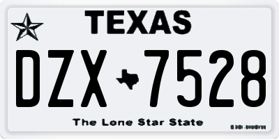TX license plate DZX7528