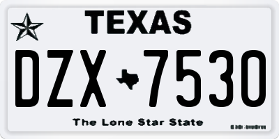 TX license plate DZX7530