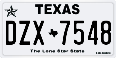 TX license plate DZX7548