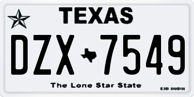 TX license plate DZX7549
