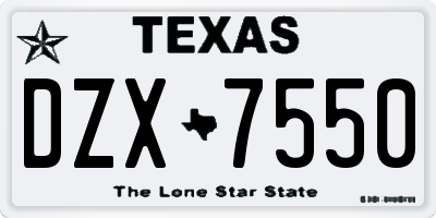 TX license plate DZX7550