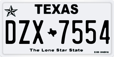 TX license plate DZX7554