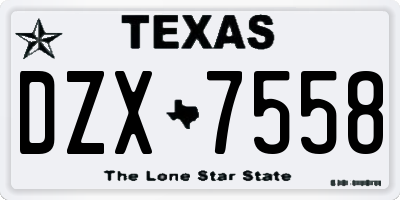 TX license plate DZX7558