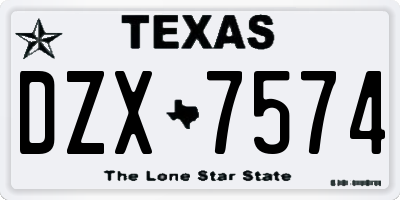 TX license plate DZX7574