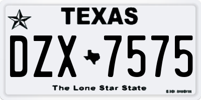 TX license plate DZX7575