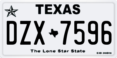 TX license plate DZX7596