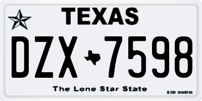 TX license plate DZX7598