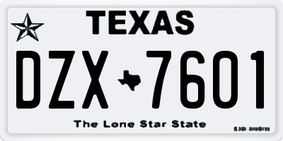 TX license plate DZX7601