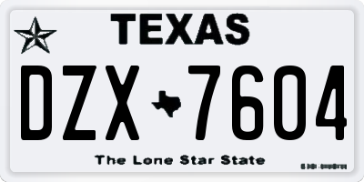 TX license plate DZX7604