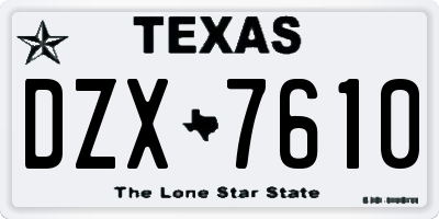 TX license plate DZX7610