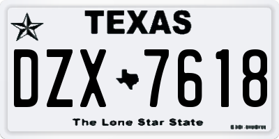 TX license plate DZX7618