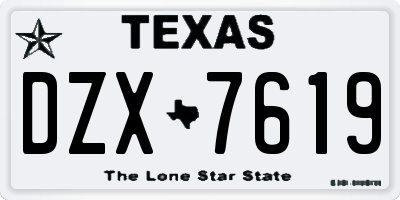 TX license plate DZX7619
