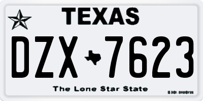 TX license plate DZX7623