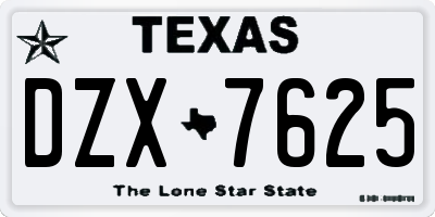 TX license plate DZX7625