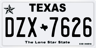 TX license plate DZX7626