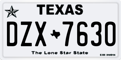 TX license plate DZX7630