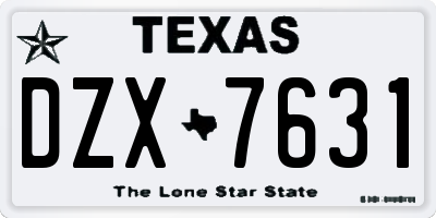 TX license plate DZX7631