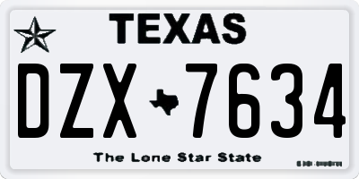 TX license plate DZX7634