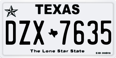 TX license plate DZX7635