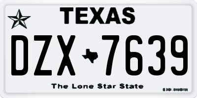 TX license plate DZX7639