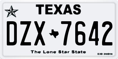 TX license plate DZX7642