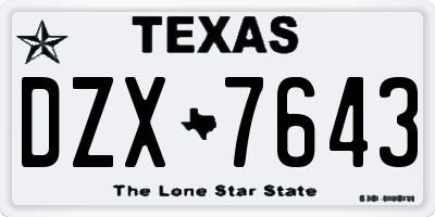 TX license plate DZX7643