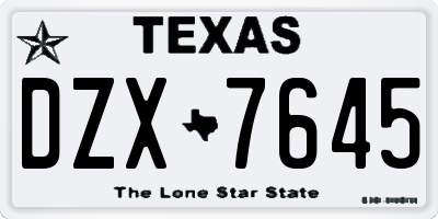 TX license plate DZX7645