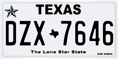TX license plate DZX7646