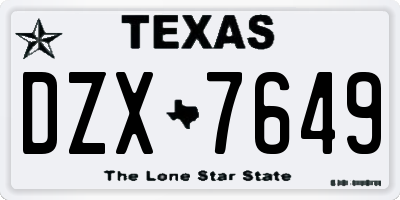 TX license plate DZX7649
