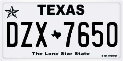 TX license plate DZX7650