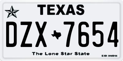 TX license plate DZX7654