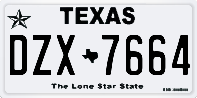 TX license plate DZX7664