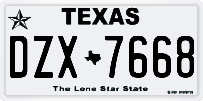 TX license plate DZX7668