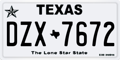 TX license plate DZX7672