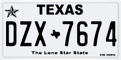 TX license plate DZX7674