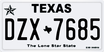 TX license plate DZX7685