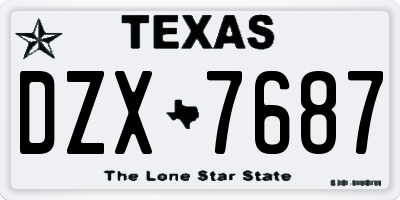 TX license plate DZX7687