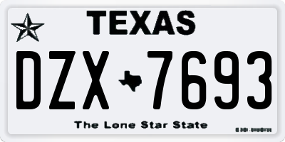 TX license plate DZX7693
