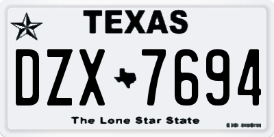 TX license plate DZX7694