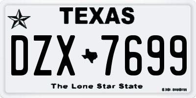 TX license plate DZX7699