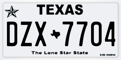 TX license plate DZX7704