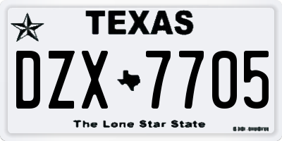 TX license plate DZX7705