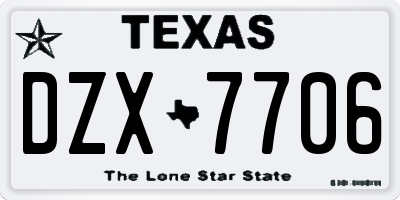 TX license plate DZX7706