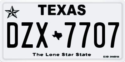 TX license plate DZX7707