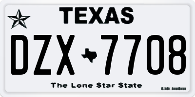 TX license plate DZX7708